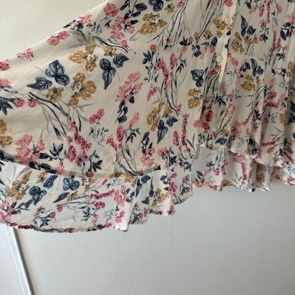 Chelsea & Theodore Womens Plus Floral High Low Hem Button Down Tiered Top 2X - Picture 4 of 10